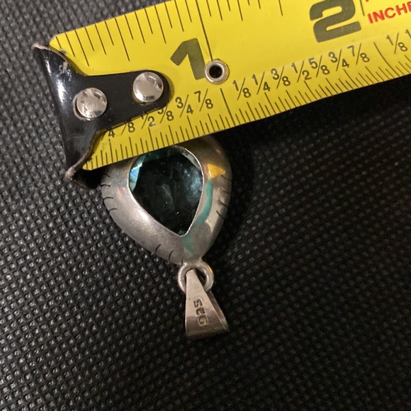 Vintage Sterling 925 silver & Aquamarine stone pendant with Necklace with bag - Picture 11 of 13